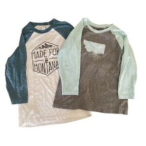 WYR Boutique 2 Girls Montana Roots 3/4 Sleeve Baseball Tee Shirt Top NEW Size M